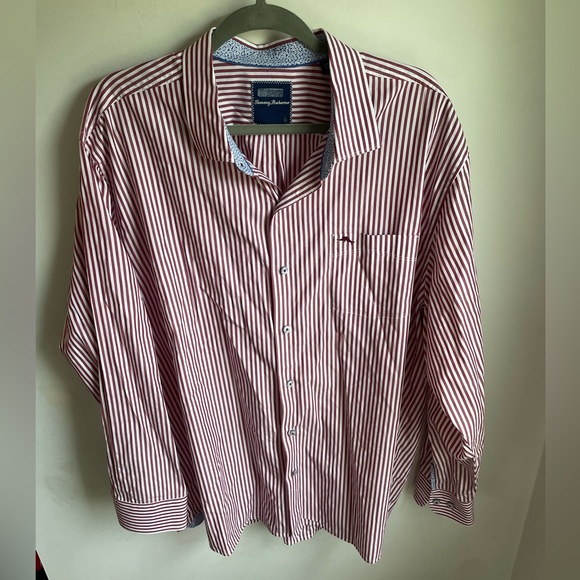 Tommy Bahama Other - Tommy Bahama 100% Cotton Red and White Striped Button Down Business Shirt XXL